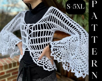 Spiderweb Mandala Shirt Crochet Pattern-Halloween Duster-Crochet Spiderweb-Gothic Halloween Shirt-Crochet Spiderweb Vest-Crochet Blouse
