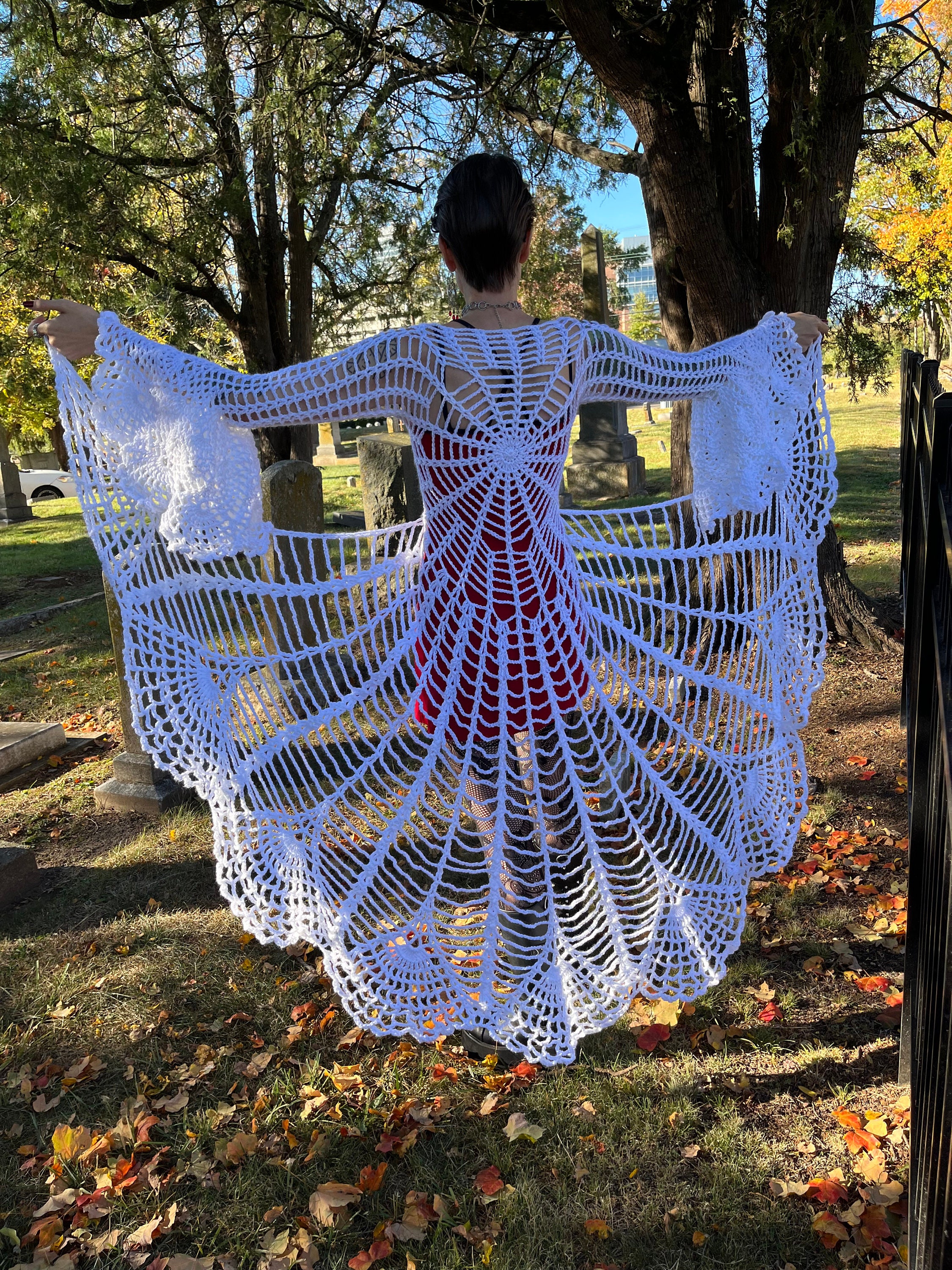 Spiderweb Mandala Coat-halloween Duster-crochet Spiderweb Mandala