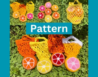 Foldable Crochet Market Bag Pattern—Foldable Orange Bag—Crochet Reusable Marketbag—Crochet Fruit Bag—Recycle Grocery Bag—Crochet Bag Pattern