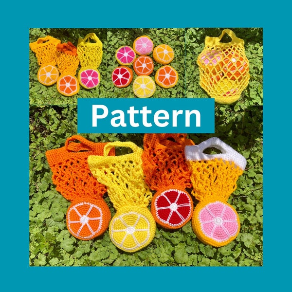 Foldable Crochet Market Bag Pattern—Foldable Orange Bag—Crochet Reusable Marketbag—Crochet Fruit Bag—Recycle Grocery Bag—Crochet Bag Pattern