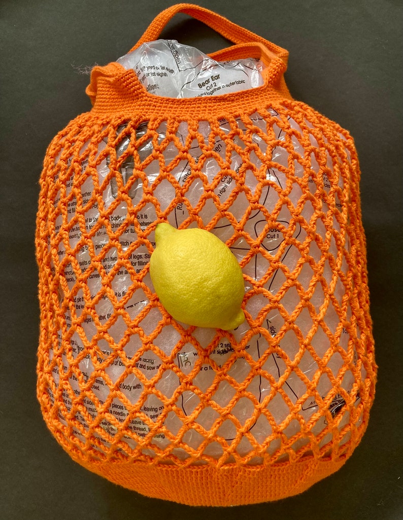 Foldable Crochet Market Bag PatternFoldable Orange BagCrochet Reusable MarketbagCrochet Fruit BagRecycle Grocery BagCrochet Bag Pattern image 8