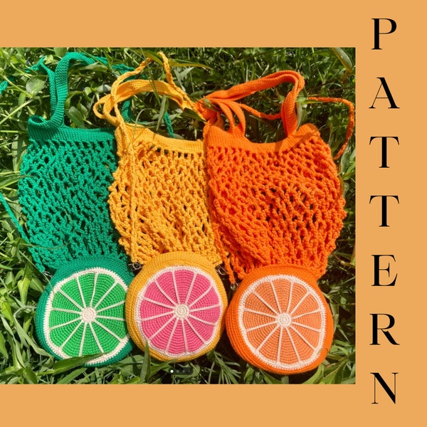 Foldable Crochet Market Bag Pattern—Foldable Orange Bag—Crochet Reusable Marketbag—Crochet Fruit Bag—Recycle Grocery Bag—Crochet Bag Pattern