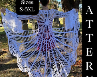 Spiderweb Mandala Coat Crochet Pattern-Halloween Duster-Crochet Spiderweb-Gothic Halloween Coat-Stevie Nicks Jacket-Crochet Spider Dress
