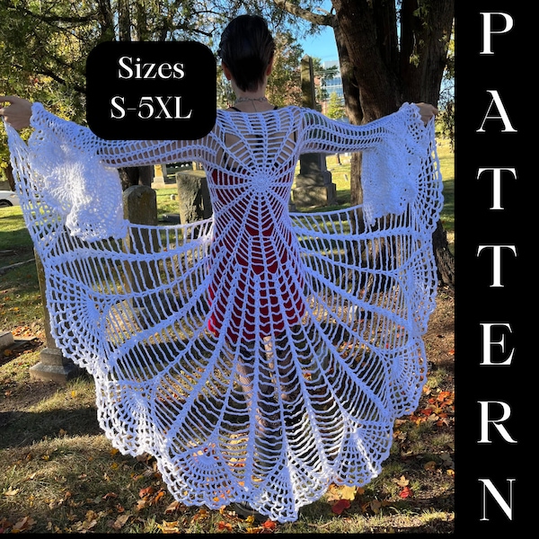 Spiderweb Mandala Coat Crochet Pattern-Halloween Duster-Crochet Spiderweb-Gothic Halloween Coat-Stevie Nicks Jacket-Crochet Spider Dress