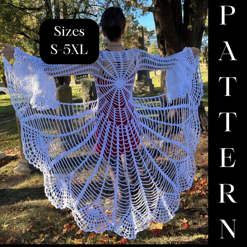 Spiderweb Mandala Coat Crochet Pattern-Halloween Duster-Crochet Spiderweb-Gothic Halloween Coat-Stevie Nicks Jacket-Crochet Spider Dress zdjęcie 1