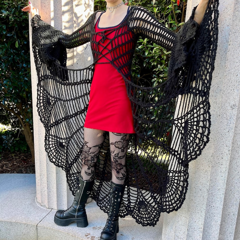 Spiderweb Mandala Coat Crochet Pattern-Halloween Duster-Crochet Spiderweb-Gothic Halloween Coat-Stevie Nicks Jacket-Crochet Spider Dress image 3