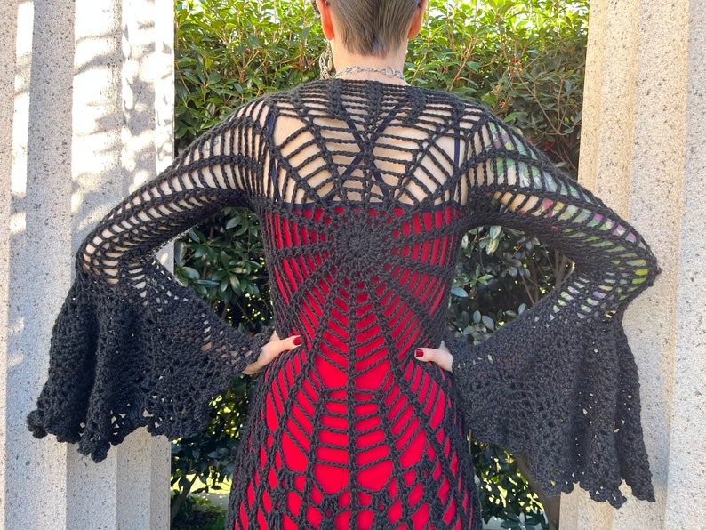 Spiderweb Mandala Coat Crochet Pattern-Halloween Duster-Crochet Spiderweb-Gothic Halloween Coat-Stevie Nicks Jacket-Crochet Spider Dress image 5