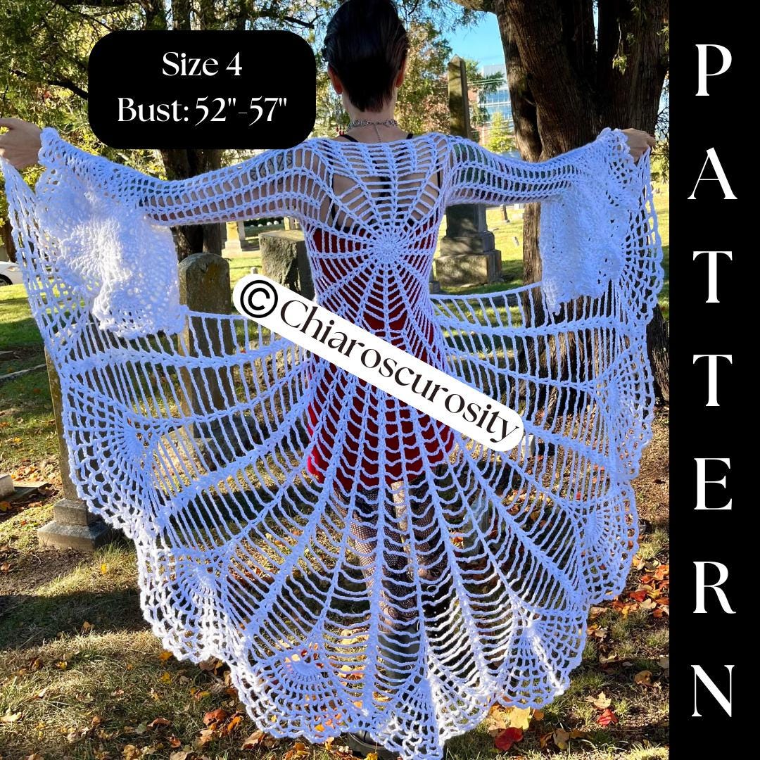 37 Spiderweb Crochet Patterns: 39 Ways to Make Webby Stitch Work for Halloween, Gothic... 24 Arachne's Curse Coat Spiderweb Mandala Duster Crochet