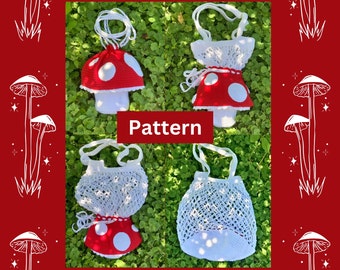 Foldable Crochet Market Bag Pattern—Crochet Mushroom Bag—Crochet Reusable Marketbag—Crochet Mushroom—Recycle Grocery Bag—Crochet Bag Pattern