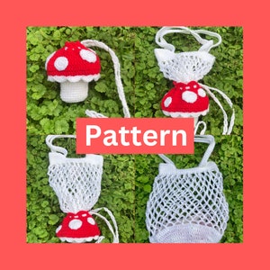 Foldable Crochet Market Bag PatternCrochet Mushroom BagCrochet Reusable MarketbagCrochet MushroomRecycle Grocery BagCrochet Bag Pattern image 1