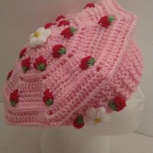 Strawberry Hat Crochet PatternCrochet Beret PatternCrochet Strawberry HatCottagecore Crochet PatternCrochet StrawberryCrochet Pattern image 4