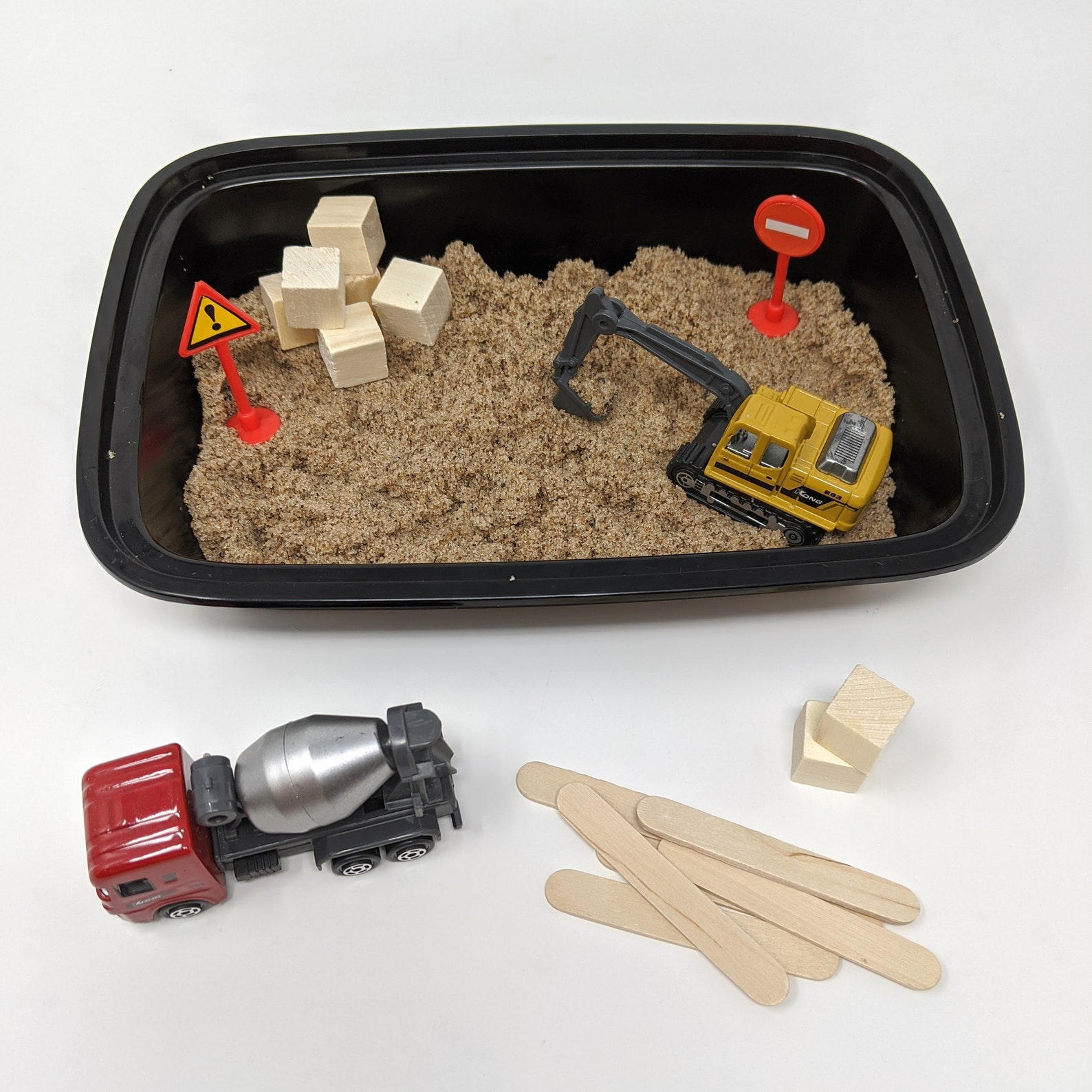 Construction Play Sand Kit busy box play sand bin sensory Etsy