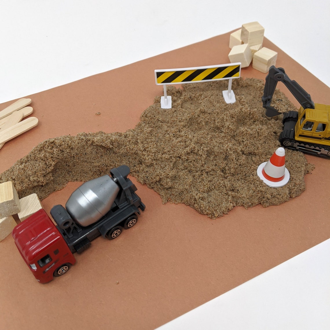 kinetic sand construction site sand box