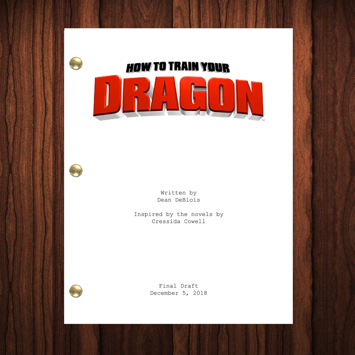 How to Train Your Dragon Movie Script Reprint Full Screenplay Etsy