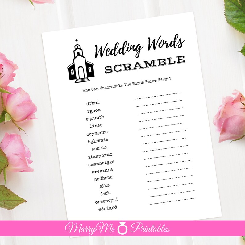 Wedding Words Scramble Wedding Bridal Shower Game Printable | Etsy