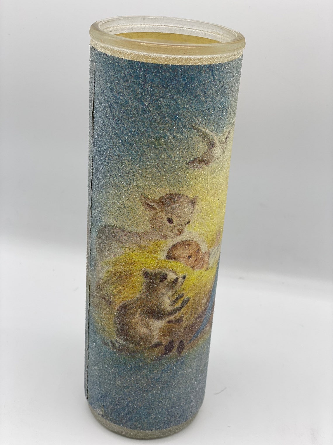 Vintage Sugar Frosted 9 Pillar Christmas Candle Manger Etsy