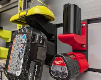 Geartrack NewAge ProSlat Vevor VersaTrack Slatwall Mount 3D Printed Tool Holder for Ryobi One+ 18V Tools