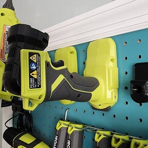 Flat Mount 3D Printed Holder for Ryobi 18V One Tools to Pegboard