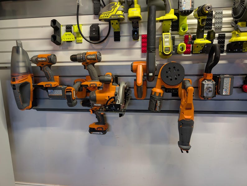 Battery Holder Mount for Ridgid 18V Batteries Pegboard Wall Shelf image 8