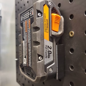 Battery Holder Mount for Ridgid 18V Batteries Pegboard Wall Shelf