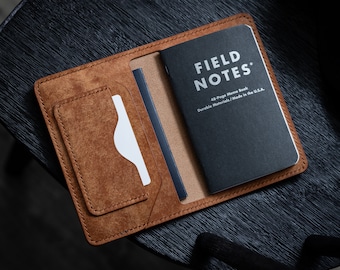 Leather Field Wallet / Notebook Wallet / Notebook Cover - Cognac