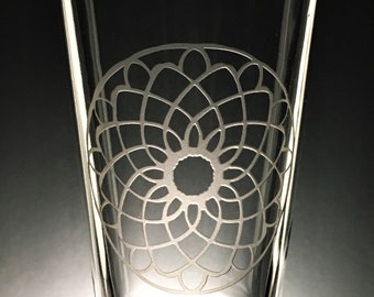 Sacred Spiral Mandala Sandblasted Glasses