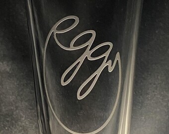 Sandblasted Eggy~ Egg Glass Pint or Beer Mug