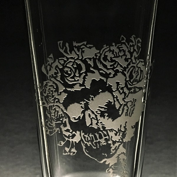 Sandblasted  Skull and Roses, "Bertha"