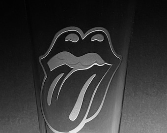 Sandblasted Rolling Stones Hot Lips Glasses