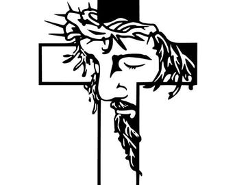 Jesus on Cross Car Decal, Christian Vinyl Sticker