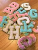 Chenille Varsity Iron-On Letter Patches ~ 3' ~ Pink - White - Blue - Black ~ Gold Glitter 