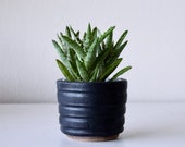 Black Matte Succulent Pot Handmade Speckled Ceramic Planter