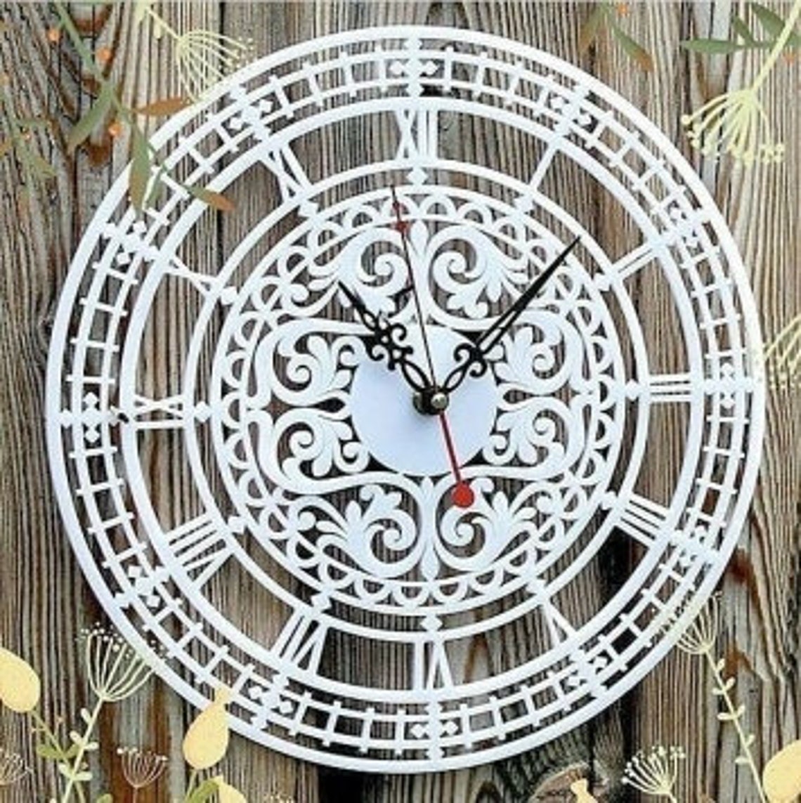 Elegant clock openwork dial Silent Oversize Clock Unique Art Etsy