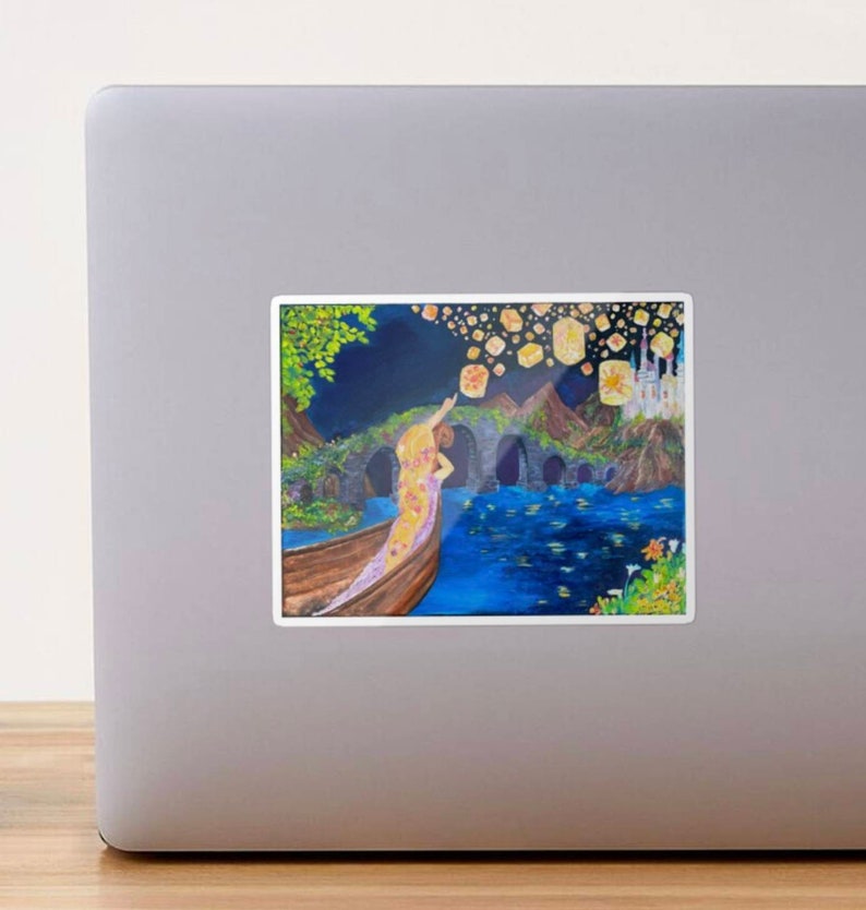 Tangled Disney Floating Lantern Rapunzel Laptop Sticker Decal Etsy