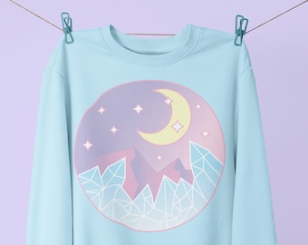 Crescent Moon Sweater, Yume Kawaii Sweatshirt, Pastel Goth, Harajuku Clothing, Fairy Kei, Witchy Gift, Crystal Healer, Japanese Aesthetic
