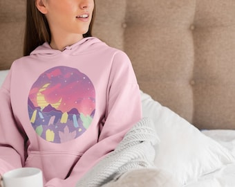 Kawaii hoodie Vaporwave Crystal - Pastel Skies, Dreamscape, Minerals & Gems Clothing
