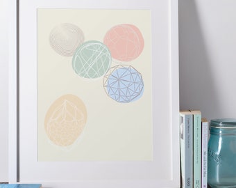 Geometric Crystal Wall Art - Archival Print - Crystal Wall Decor - Gemstone Bohemian Poster Print