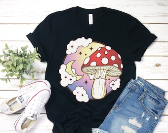 Mushroom Shirt - Cottagecore Clothing Witchcraft Clothes Botanical Goblincore Fairycore Alt Clothing Foraging Lover Gift Men or Women