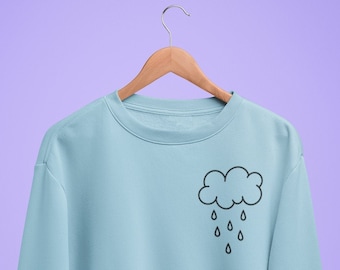 Rain Storm Cloud Sweatshirt - Soft Comfy Aesthetic Sweater, Kawaii Rain Cloud, Light Blue, Light Pink Graphic Unisex Gift