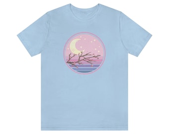 Kirschblüte Kawaii Steampunk Mode T-Shirt - Weiche Mädchen Ästhetik, Sakura, Magisch, Pastell Goth, Japanisches Yume, Lofi Vibes Mond Shirt