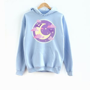 Stay Spooky Halloween Cresent Moon Sweater, Yume Kawaii Hoodied Sweatshirt, Pastel Goth, Harajuku Clothing, Fairy Kei, Plus sizes available