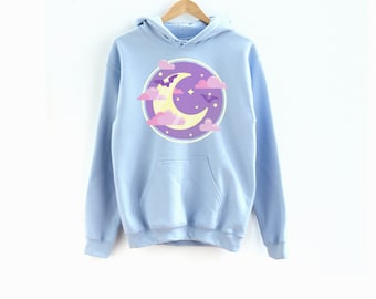 Stay Spooky Halloween Cresent Moon Sweater, Yume Kawaii Hoodied Sweatshirt, Pastel Goth, Harajuku Clothing, Fairy Kei, Plus sizes available