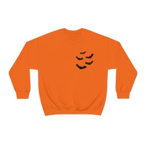 Halloween Bat Colony Sweater, Halloween Pullover, Fall Sweater, Vintage Goth Aesthetic, Cute Spooky Gifts, Gothic Pullover Sweatshirt Gift Orange