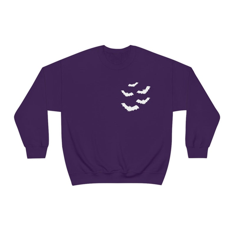 Halloween Bat Colony Sweater, Halloween Pullover, Fall Sweater, Vintage Goth Aesthetic, Cute Spooky Gifts, Gothic Pullover Sweatshirt Gift Purple