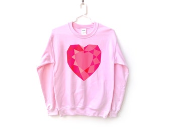 Kawaii Crystal Sweater- Fairy Kei, Harajuku Clothing, Loose fit, Pink Sweater, Rave Clothing, Festival Clothing, Valentines Day, Unisex
