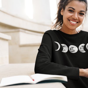 Moon Phase Sweater - Moon Pullover Sweater, Moon Phases Sweatshirt, Celestial Shirt, Space Gift Unisex Soft Fit, Custom Graphic Print
