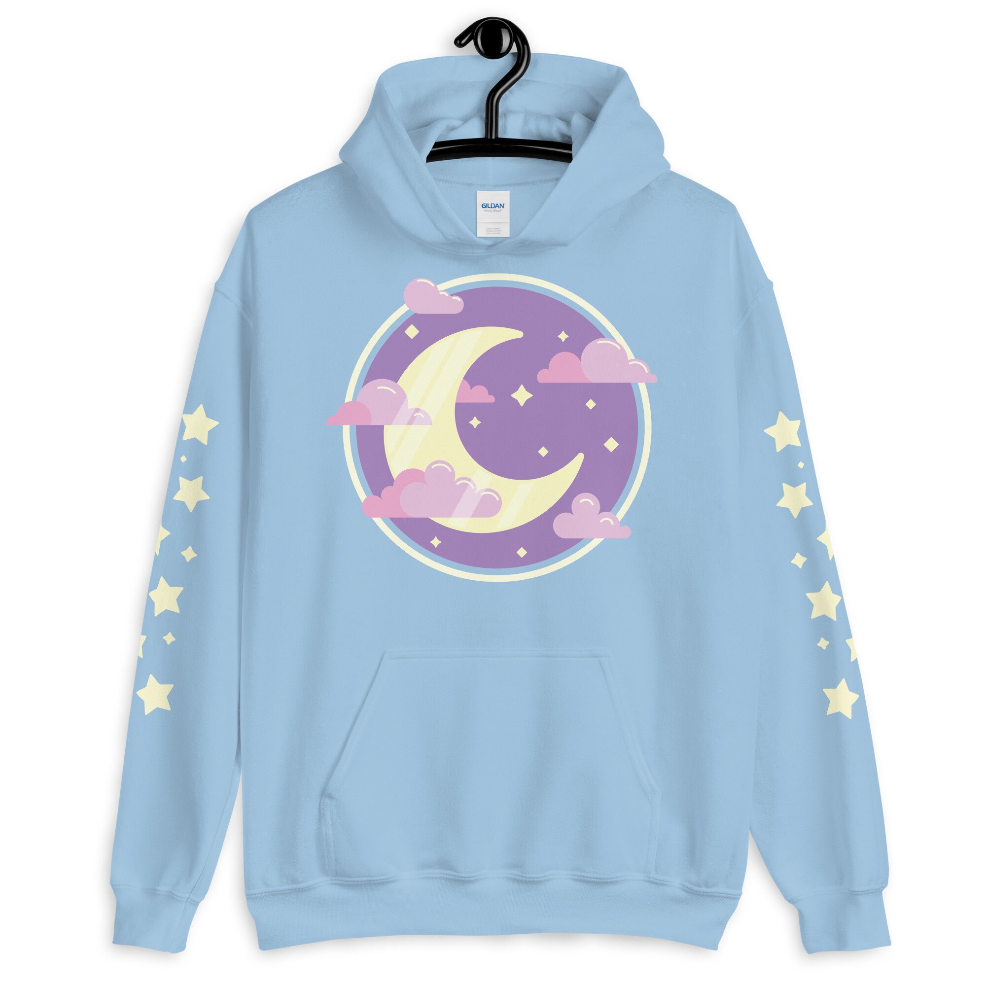 Crescent Moon Hoodie, Star Sleeves, Yume Kawaii Pastel Goth - Etsy