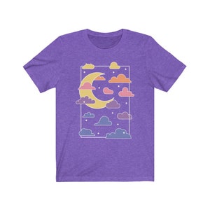 Starry Night Crescent Moon Shirt, Yume Kawaii Tee, Pastel Goth, Harajuku Clothing, Fairy Kei, Cute Unisex Gift Plus Size T-shirt