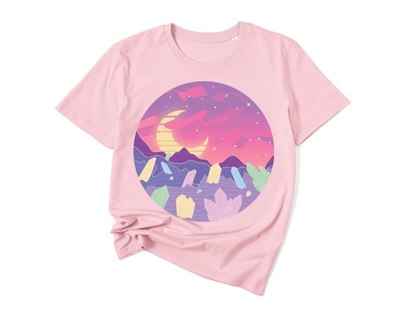 Crystal Shirt - Organic Eco-friendly Tee, Gem Shirt, Crystals, Yoga, Witchy, Gemstone, Crescent moon Unisex