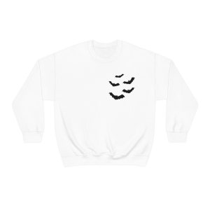 Halloween Bat Colony Sweater, Halloween Pullover, Fall Sweater, Vintage Goth Aesthetic, Cute Spooky Gifts, Gothic Pullover Sweatshirt Gift White